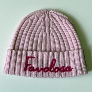 MC2 Saint Barth Girls Pink Wengen Beanie With “Favolosa”Embroidery - 6-10Y